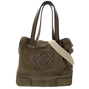 ロエベ アナグラム レザー カーキ 2WAY トートバッグ