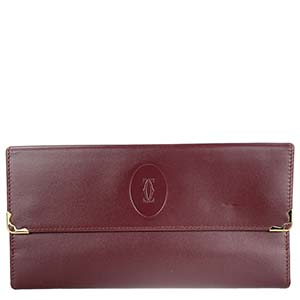 カルティエ マストライン レザー ボルドー 長財布