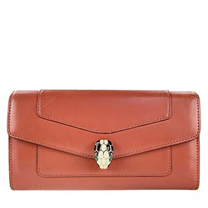 ブルガリ セルペンティ フォーエバー レザー オレンジ 長財布