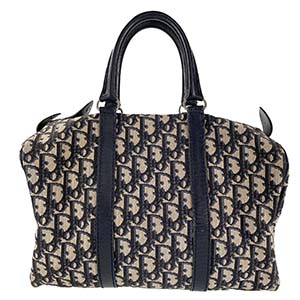 ディオール トロッター キャンバス レザー ネイビー ボストンバッグ