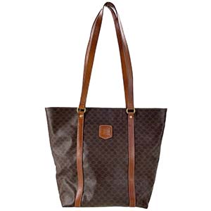 セリーヌ マカダム PVC レザー ブラウン トートバッグ