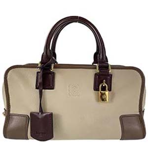 ロエベ アマソナ28 カーフスキン ベージュ ハンドバッグ