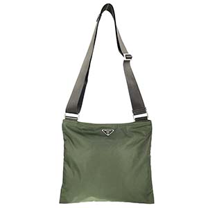 プラダ ナイロン キャンバス カーキ ショルダーバッグ