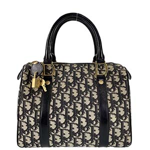 ディオール トロッター コ－ティングキャンバス パテントレザー ブラック ハンドバッグ