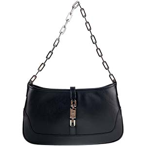 グッチ ジャッキー レザー ブラック チェーン ショルダーバッグ