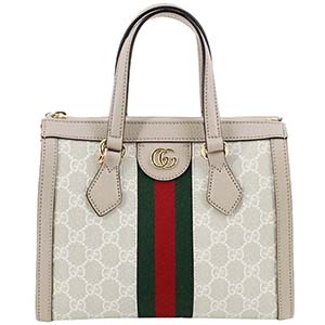 グッチ オフィディア スモール GGスプリーム コーティング キャンバス レザー ベージュ トートバッグ