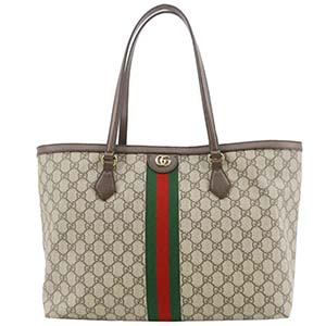 グッチ オフィディア ミディアム GGスプリーム コーティング キャンバス レザー ベージュ トートバッグ