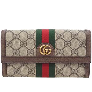 グッチ オフィディア GGコンチネンタルウォレット GGスプリーム コーティング キャンバス レザー 長財布