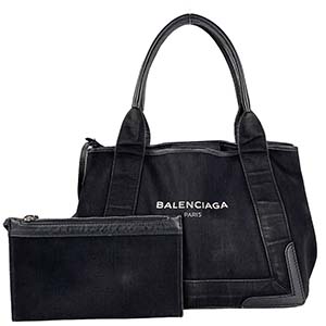バレンシアガ カバス S コットンキャンバス レザー ブラック トートバッグ