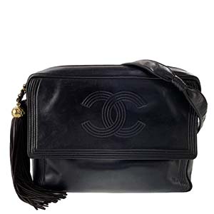 シャネル ココマーク ラムスキン ブラック ショルダーバッグ