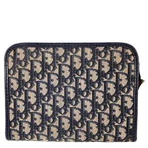 ディオール トロッター キャンバス レザー ネイビー クラッチバッグ