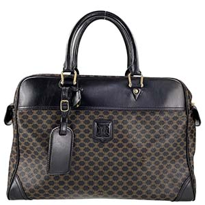 セリーヌ マカダム PVC レザー ブラック ボストンバッグ