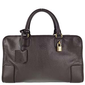 ロエベ アマソナ28 カーフスキン ブラウン ハンドバッグ