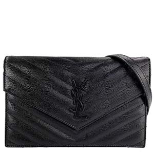 サンローラン エンベロープ カーフスキン ブラック チェーンウォレット