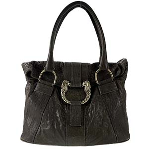 ブルガリ レオ―二 レザー ブラック トートバッグ