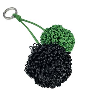 ボッテガ・ヴェネタ ラムスキン ブラック グリーン チャーム キーリング