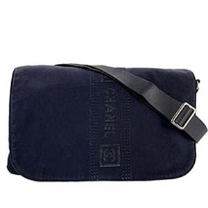 シャネル スポーツライン キャンバス レザー ネイビー ショルダーバッグ