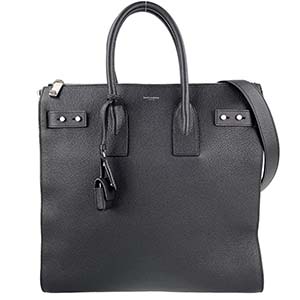 サンローラン サック ド ジュール ノース サウス グレインレザー ブラック 2WAY トートバッグ