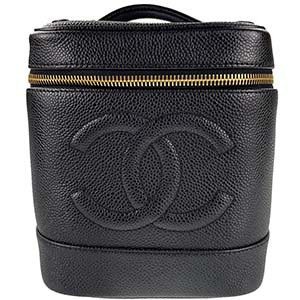 シャネル キャビアスキン ブラック バニティ ハンドバッグ