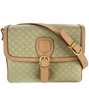 セリーヌ マカダム PVC レザー ベージュ ブラウン ショルダーバッグ