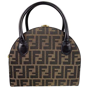 フェンディ ズッカ キャンバス レザー ブラウン 2WAY ハンドバッグ