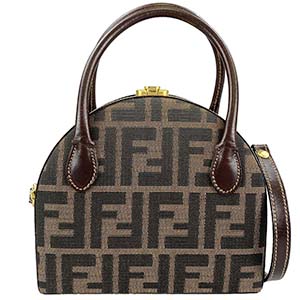 フェンディ  ズッカ キャンバス レザー ブラウン 2WAY ハンドバッグ