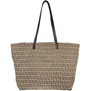 フェンディ ズッキーノ キャンバス レザー ブラウン トートバッグ