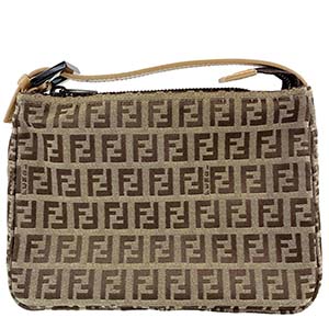 フェンディ ズッキーノ キャンバス レザー ブラウン ポーチ