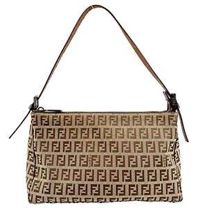 フェンディ ズッキーノ キャンバス レザー ブラウン ショルダーバッグ