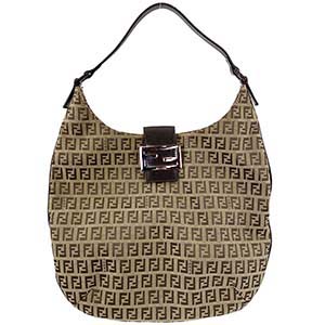 フェンディ ズッキーノ キャンバス レザー ブラウン ショルダーバッグ