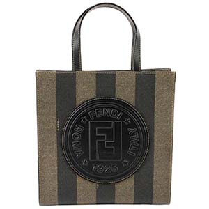 フェンディ ぺカン PVC レザー グリーン ブラック トートバッグ