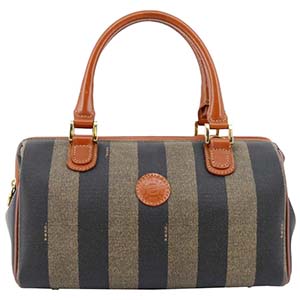 フェンディ ぺカン PVC レザー グリーン ブラック ハンドバッグ