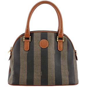 フェンディ ぺカン PVC レザー グリーン ブラック 2WAY ハンドバッグ