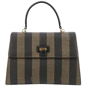 フェンディ ぺカン PVC レザー グリーン ブラック 2WAY ハンドバッグ