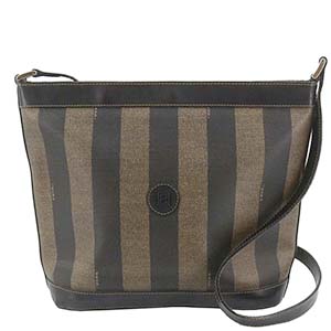 フェンディ ぺカン PVC レザー グリーン ブラック ショルダーバッグ