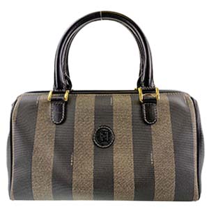 フェンディ ぺカン PVC レザー グリーン ブラック ハンドバッグ