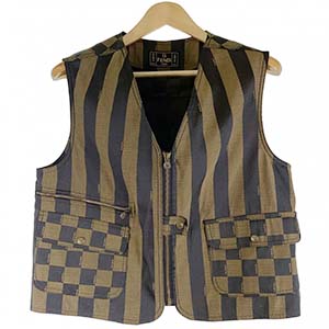 フェンディ ぺカン ダイスチェック ジャガード グリーン ブラック ベスト