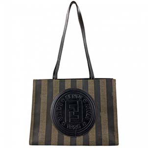 フェンディ ぺカン PVC レザー グリーン ブラック ショルダーバッグ