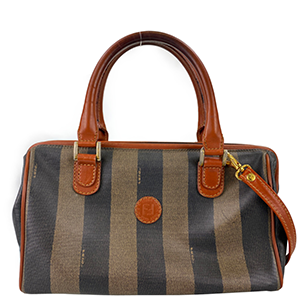 フェンディ  ぺカン PVC レザー グリーン ブラック 2WAY ハンドバッグ