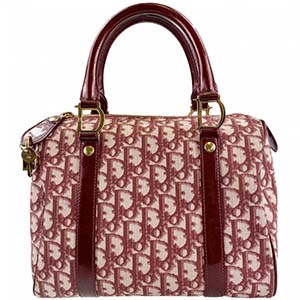 ディオール トロッター コ－ティングキャンバス パテントレザー レッド ハンドバッグ