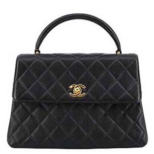 シャネル マトラッセ ケリー型 キャビアスキン ブラック ハンドバッグ