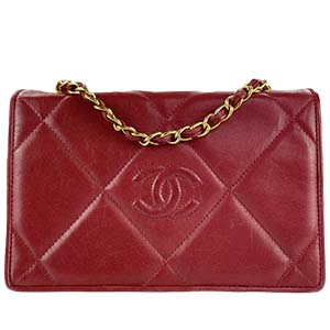 シャネル マトラッセ 20㎝ ラムスキン レッド ショルダーバッグ