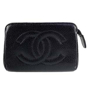 シャネル キャビアスキン CCロゴ ブラック ポーチ