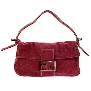 フェンディ マンマバゲット コーデュロイ レッド ショルダーバッグ