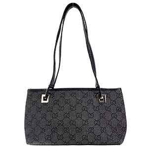 グッチ GGキャンバス キャンバス レザー ブラック ショルダーバッグ