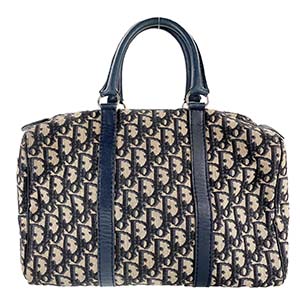 ディオール トロッター キャンバス レザー ネイビー ハンドバッグ