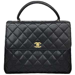シャネル マトラッセ ケリー型 キャビアスキン ブラック ハンドバッグ