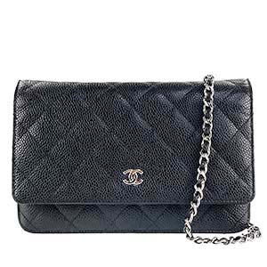 シャネル マトラッセ キャビアスキン シルバー金具 ブラック チェーンウォレット