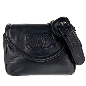 シャネル ココマーク ラムスキン ブラック ウエストバッグ