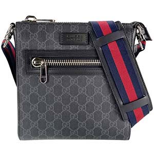 グッチ GGスプリーム スモール メッセンジャーバッグ キャンバス ブラック グレー ショルダーバッグ